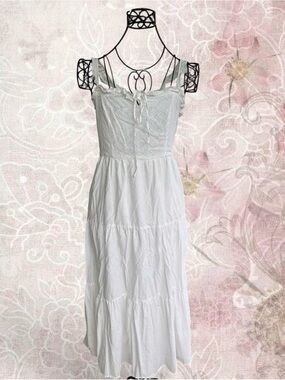 april floral organza ruffle tiered maxi dress The Arnella Tiered Floral Maxi Dress in Tan Large
